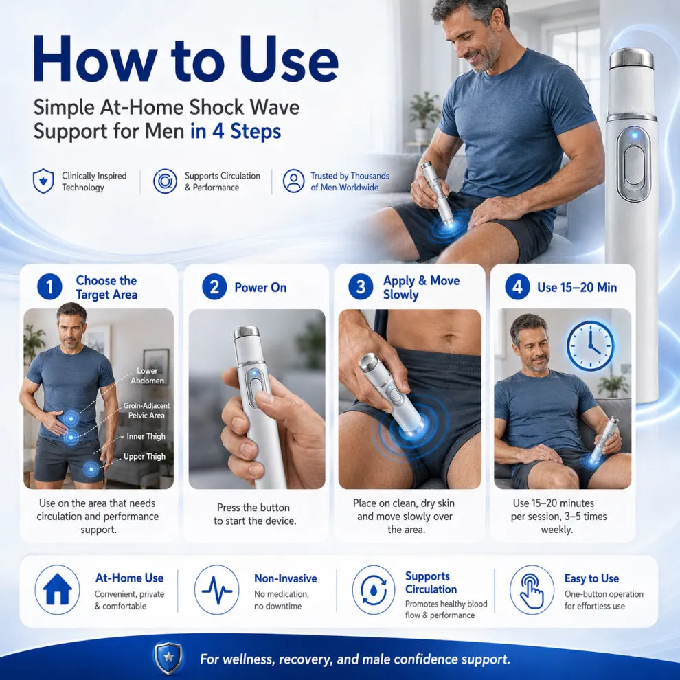 Advanced Acoustic Shockwave Therapy Device for At-Home Pain Relief & Male Performance Support