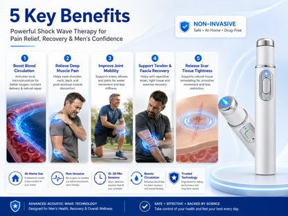 Advanced Acoustic Shockwave Therapy Device for At-Home Pain Relief & Male Performance Support