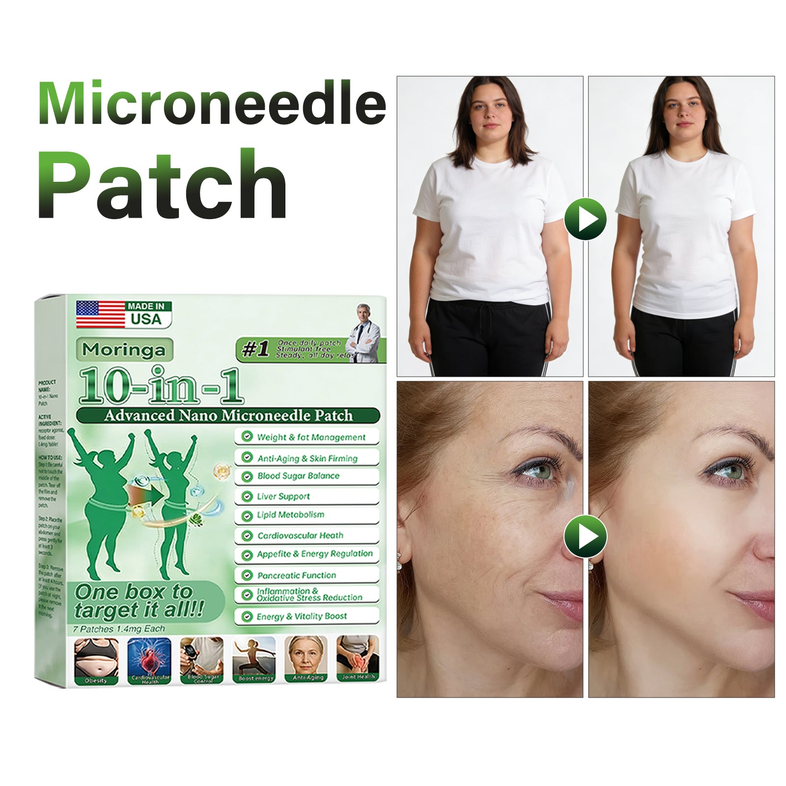 🧑‍⚕️🩺 Moringa · Berberine × NAD+ 10-in-1 Advanced Nano Microneedle Patch